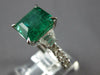 LARGE 5.07CT DIAMOND & AAA EMERALD 18K WHITE GOLD SQUARE 3 STONE ENGAGEMENT RING