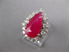 ESTATE LARGE 4.23CT DIAMOND & AAA RUBY 14K WHITE GOLD PEAR SHAPE ENGAGEMENT RING