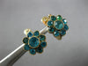 ANTIQUE 1.80CT AAA BLUE TOPAZ 14KT YELLOW GOLD 3D FLOWER HANGING EARRINGS #28301