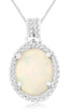 LARGE 1.87CT DIAMOND & AAA OPAL 14K WHITE GOLD 3D OVAL & ROUND SOLITAIRE PENDANT
