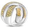2.58CT WHITE & FANCY YELLOW DIAMOND 18KT WHITE GOLD CRISS CROSS ANNIVERSARY RING