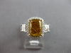 GIA LARGE 3.72CT WHITE & FANCY YELLOW DIAMOND 18KT WHITE GOLD MULTI SHAPE RING
