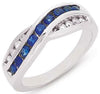 .80CT DIAMOND & AAA SAPPHIRE 14KT WHITE GOLD CHANNEL ROUND CRISS CROSS LOVE RING
