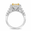LARGE 5.4CT WHITE & FANCY YELLOW DIAMOND 18K 2 TONE GOLD CLASSIC ENGAGEMENT RING