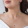 ESTATE .30CT AAA SAPPHIRE 14K WHITE GOLD OVAL CLASSIC SOLITAIRE FLOATING PENDANT