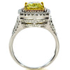 2.95CT WHITE PINK & YELLOW DIAMOND 18KT TRI COLOR GOLD 3D SQUARE ENGAGEMENT RING