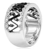 ESTATE .33CT WHITE & BLACK DIAMOND 14K WHITE GOLD OPEN FILIGREE ANNIVERSARY RING