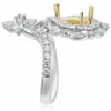 LARGE 2.05CT DIAMOND 14K 2 TONE GOLD PEAR SHAPE MARQUISE & ROUND SEMI MOUNT RING