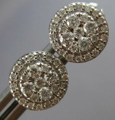 ESTATE .51CT DIAMOND 14KT WHITE GOLD 3D CLASSIC CLUSTER FLOWER STUD EARRINGS