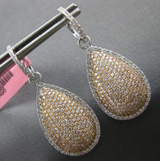 LARGE 2.54CT WIHTE & PINK DIAMOND 18KT WHITE & ROSE GOLD TEAR DROP HALO EARRINGS