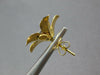 LARGE .40CT DIAMOND 18KT 2 TONE GOLD 3D CLASSIC ROSE FLOWER SQUARE STUD EARRINGS
