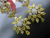 ESTATE LARGE 9.1CT WHITE & FANCY YELLOW DIAMOND 18K GOLD FLOWER HANGING EARRINGS