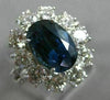 ESTATE LARGE 7.48CT DIAMOND & AAA SAPPHIRE 14KT WHITE GOLD OVAL ENGAGEMENT RING