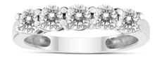 1.0CT DIAMOND 14K WHITE GOLD ROUND 5 STONE SHARED PRONG WEDDING ANNIVERSARY RING