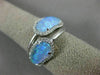 ESTATE .27CT DIAMOND & AAA OPAL 14KT WHITE GOLD 3D HALO CIRSS CROSS DOUBLE RING