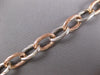 LARGE & LONG .98CT DIAMOND 14KT WHITE & ROSE GOLD OVAL LINK TOGGLE LOVE BRACELET