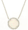 ESTATE 1.34CT DIAMOND & AAA OPAL 14KT WHITE GOLD 3D ROUND HALO LOVE NECKLACE