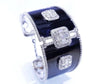 LARGE 6.79CT DIAMOND & BLACK ENAMEL 18KT WHITE GOLD 3D ROUND & BAGUETTE BRACELET