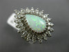 ANTIQUE LARGE 3.45CT OLD MINE DIAMOND & OPAL 14KT WHITE GOLD TEAR DROP RING #820