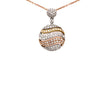 ESTATE 1.37CT DIAMOND 18KT TRI COLOR GOLD 3D MULTI ROW CIRCULAR FLOATING PENDANT