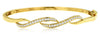 ESTATE .48CT DIAMOND 14K YELLOW GOLD 3D CLASSIC DOUBLE WAVE CUFF BANGLE BRACELET