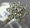 ESTATE WIDE 1.10CT DIAMOND 14KT WHITE GOLD 3D CLUSTER FLOWER LOVE RING