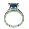 ESTATE LARGE 4.79CT DIAMOND & AAA SAPPHIRE 18K WHITE GOLD ROUND ENGAGAEMENT RING