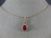 ESTATE 1.15CT DIAMOND & AAA OVAL RUBY 14KT ROSE GOLD 3D CLASSIC FLOATING PENDANT