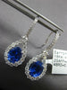 3.99CT DIAMOND & AAA SAPPHIRE 18KT WHITE GOLD 3D OVAL TEAR DROP HANGING EARRINGS