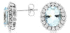 4.25CT DIAMOND & AAA AQUAMARINE 14K WHITE GOLD OVAL & ROUND FLOWER STUD EARRINGS