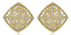 .10CT DIAMOND 14KT YELLOW GOLD 3D FLOWER 4 LEAF CLOVER SQUARE CLIP ON EARRINGS