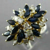 ESTATE LARGE 3.56CT DIAMOND & AAA SAPPHIRE 14KT YELLOW GOLD FLOWER COCKTAIL RING