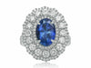 GIA CERTIFIED 5.98CT DIAMOND & AAA SAPPHIRE 18KT WHITE GOLD OVAL ENGAGEMENT RING