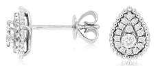 ESTATE .22CT DIAMOND 14KT WHITE GOLD ROUND BEZEL 5 STONE HUGGIE HANGING EARRINGS