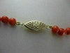 ESTATE AAA RED CORAL & GOLD BEADS 14KT Y GOLD NECKLACE & FILIGREE LOCK 5MM 22069