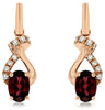 1.30CT DIAMOND & AAA RHODOLITE 14KT ROSE GOLD 3D OVAL & ROUND HANGING EARRINGS