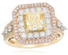 LARGE 2.61CT WHITE & FANCY YELLOW DIAMOND 14KT TRI COLOR GOLD 3D ENGAGEMENT RING