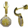 .77CT WHITE & FANCY YELLOW DIAMOND 18KT TWO TONE GOLD HEXAGON HANGING EARRINGS