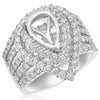 EXTRA LARGE 2.41CT DIAMOND 14KT WHITE GOLD 3D PEAR SHAPE & ROUND SEMI MOUNT RING