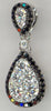 .52CT WHITE & BLACK DIAMOND 14KT WHITE GOLD 3D DOUBLE TEAR DROP FLOATING PENDANT