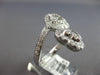 LARGE 1.6CT DIAMOND 14KT WHITE GOLD ROUND & BAGUETTE HEART CRISS CROSS LOVE RING