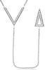 ESTATE .23CT DIAMOND 14KT WHITE GOLD 3D V SHAPE TRIANGULAR ARROW LARIAT NECKLACE