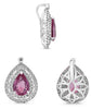 1.23CT DIAMOND & AAA PINK SAPPHIRE 14KT WHITE GOLD 3D PEAR SHAPE & ROUND PENDANT