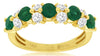 1.4CT DIAMOND & AAA EMERALD 14KT YELLOW GOLD 3D CLASSIC 5 STONE ANNIVERSARY RING