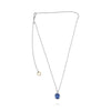 2.08CT DIAMOND & AAA SAPPHIRE 18KT WHITE GOLD OVAL & ROUND FLOWER LOVE NECKLACE