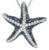 .61CT WHITE & BLUE DIAMOND 14K WHITE GOLD 3D LUCKY STARFISH FUN FLOATING PENDANT