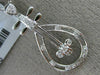 ESTATE .14CT DIAMOND 18K WHITE GOLD 3D ETOILE PEAR SHAPE GUITAR FLOATING PENDANT