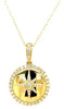 ESTATE .73CT DIAMOND 18K 2 TONE GOLD CLASSIC CIRCULAR STARBURST FLOATING PENDANT