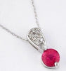 ESTATE .83CT DIAMOND & AAA RUBY 14KT WHITE GOLD 3D SOLITAIRE FLOATING PENDANT