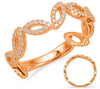 ESTATE .29CT DIAMOND 14KT ROSE GOLD MULTI LEAF BUTTERFLY SEMI ETERNITY LOVE RING